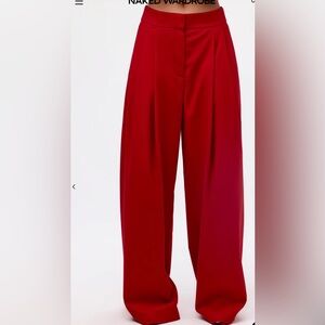 Naked Wardrobe Bold Red Wide Leg Pants